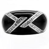 TK022 - High polished (no plating) Stainless Steel Ring with Top Grade Crystal  in Clear - Alamode