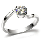TK023 - High polished (no plating) Stainless Steel Ring with AAA Grade CZ in Clear - Alamode - Flyclothing LLC