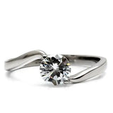 TK023 - High polished (no plating) Stainless Steel Ring with AAA Grade CZ in Clear - Alamode - Flyclothing LLC