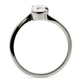 TK023 - High polished (no plating) Stainless Steel Ring with AAA Grade CZ in Clear - Alamode - Flyclothing LLC