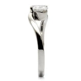 TK023 - High polished (no plating) Stainless Steel Ring with AAA Grade CZ in Clear - Alamode - Flyclothing LLC
