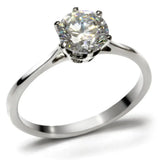 TK025 - High polished (no plating) Stainless Steel Ring with AAA Grade CZ in Clear - Alamode - Flyclothing LLC
