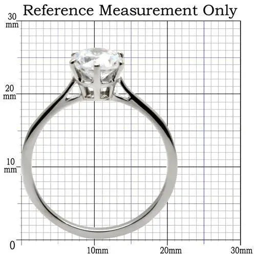 TK025 - High polished (no plating) Stainless Steel Ring with AAA Grade CZ in Clear - Alamode - Flyclothing LLC