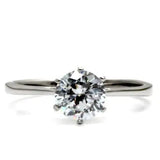 TK025 - High polished (no plating) Stainless Steel Ring with AAA Grade CZ in Clear - Alamode - Flyclothing LLC
