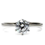 TK025 - High polished (no plating) Stainless Steel Ring with AAA Grade CZ  in Clear - Alamode
