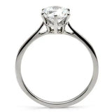 TK025 - High polished (no plating) Stainless Steel Ring with AAA Grade CZ in Clear - Alamode - Flyclothing LLC