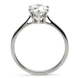 TK025 - High polished (no plating) Stainless Steel Ring with AAA Grade CZ  in Clear - Alamode