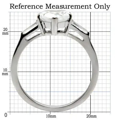 TK027 - High polished (no plating) Stainless Steel Ring with AAA Grade CZ in Clear - Alamode - Flyclothing LLC
