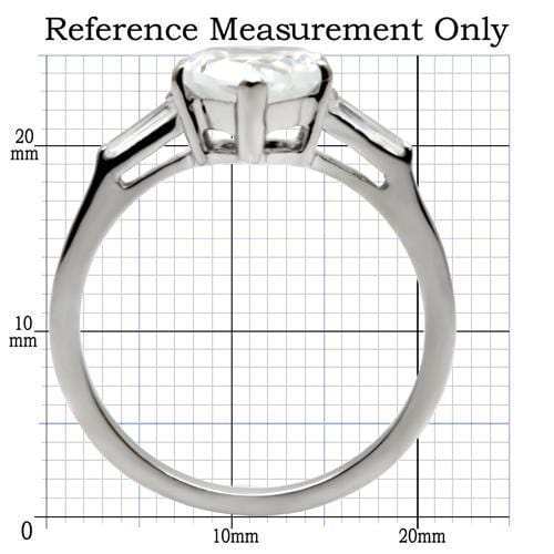 TK027 - High polished (no plating) Stainless Steel Ring with AAA Grade CZ in Clear - Alamode - Flyclothing LLC