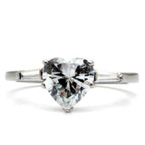 TK027 - High polished (no plating) Stainless Steel Ring with AAA Grade CZ  in Clear