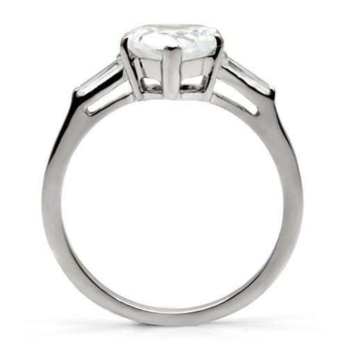 TK027 - High polished (no plating) Stainless Steel Ring with AAA Grade CZ in Clear - Alamode - Flyclothing LLC