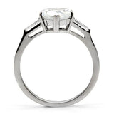 TK027 - High polished (no plating) Stainless Steel Ring with AAA Grade CZ  in Clear - Alamode