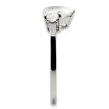 TK027 - High polished (no plating) Stainless Steel Ring with AAA Grade CZ in Clear - Alamode - Flyclothing LLC