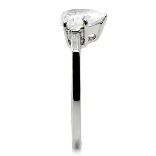 TK027 - High polished (no plating) Stainless Steel Ring with AAA Grade CZ in Clear - Alamode - Flyclothing LLC