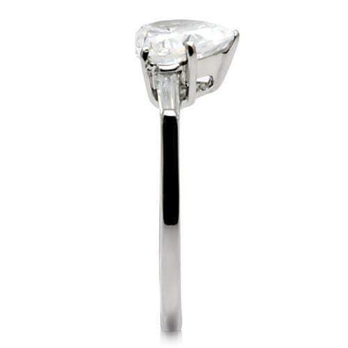 TK027 - High polished (no plating) Stainless Steel Ring with AAA Grade CZ in Clear - Alamode - Flyclothing LLC