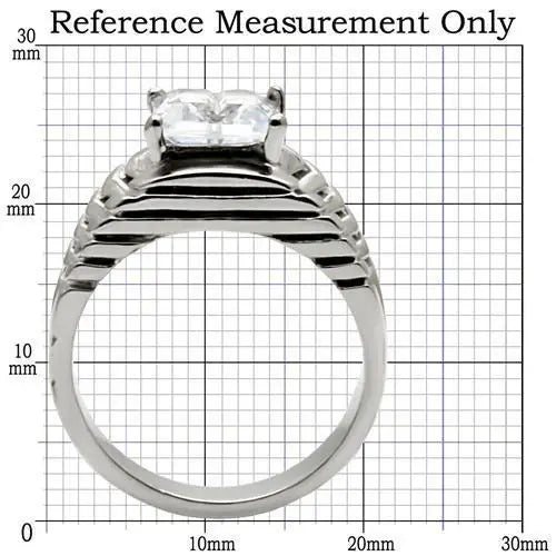 TK028 - High polished (no plating) Stainless Steel Ring with AAA Grade CZ in Clear - Alamode - Flyclothing LLC