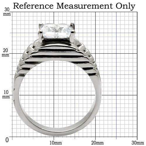 TK028 - High polished (no plating) Stainless Steel Ring with AAA Grade CZ in Clear - Alamode - Flyclothing LLC
