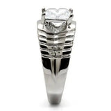 TK028 - High polished (no plating) Stainless Steel Ring with AAA Grade CZ in Clear - Alamode - Flyclothing LLC