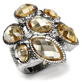 TK044 - High polished (no plating) Stainless Steel Ring with AAA Grade CZ  in Champagne - Alamode