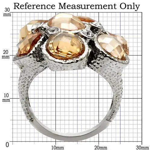 TK044 - High polished (no plating) Stainless Steel Ring with AAA Grade CZ in Champagne - Alamode - Flyclothing LLC