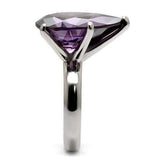 TK045 - High polished (no plating) Stainless Steel Ring with AAA Grade CZ in Amethyst - Alamode - Flyclothing LLC
