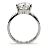 TK046 - High polished (no plating) Stainless Steel Ring with AAA Grade CZ  in Clear - Alamode