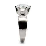 TK046 - High polished (no plating) Stainless Steel Ring with AAA Grade CZ in Clear - Alamode - Flyclothing LLC