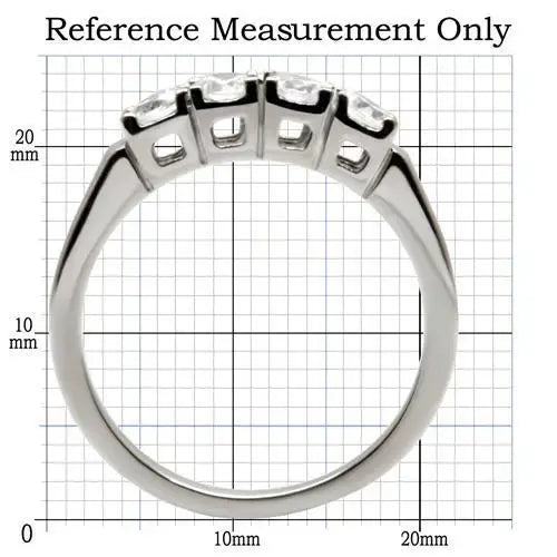 TK047 - High polished (no plating) Stainless Steel Ring with AAA Grade CZ in Clear - Alamode - Flyclothing LLC