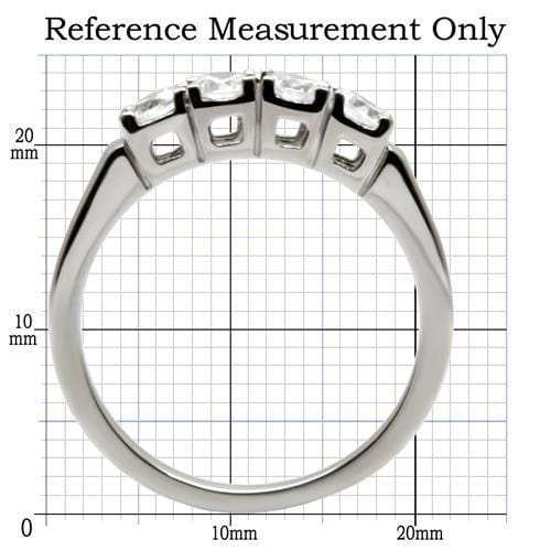 TK047 - High polished (no plating) Stainless Steel Ring with AAA Grade CZ in Clear - Alamode - Flyclothing LLC