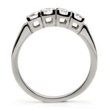 TK047 - High polished (no plating) Stainless Steel Ring with AAA Grade CZ in Clear - Alamode - Flyclothing LLC