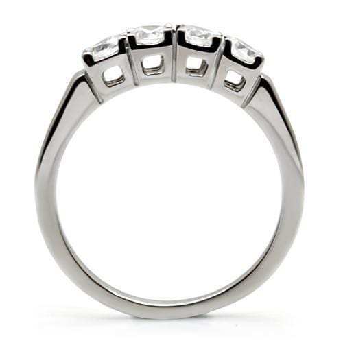 TK047 - High polished (no plating) Stainless Steel Ring with AAA Grade CZ in Clear - Alamode - Flyclothing LLC