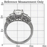 TK057 - High polished (no plating) Stainless Steel Ring with AAA Grade CZ  in Clear - Alamode