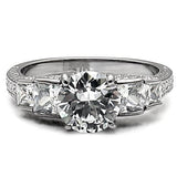 TK057 - High polished (no plating) Stainless Steel Ring with AAA Grade CZ  in Clear - Alamode