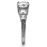 TK057 - High polished (no plating) Stainless Steel Ring with AAA Grade CZ in Clear - Alamode - Flyclothing LLC