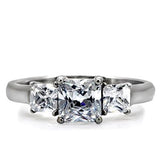 TK058 - High polished (no plating) Stainless Steel Ring with AAA Grade CZ  in Clear - Alamode