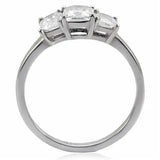TK058 - High polished (no plating) Stainless Steel Ring with AAA Grade CZ in Clear - Alamode - Flyclothing LLC