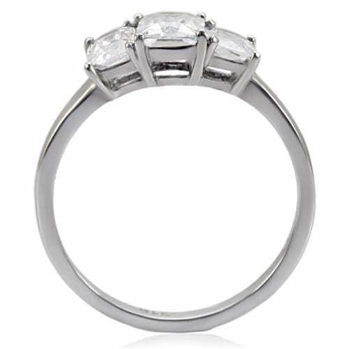 TK058 - High polished (no plating) Stainless Steel Ring with AAA Grade CZ in Clear - Alamode - Flyclothing LLC