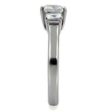TK058 - High polished (no plating) Stainless Steel Ring with AAA Grade CZ in Clear - Alamode - Flyclothing LLC