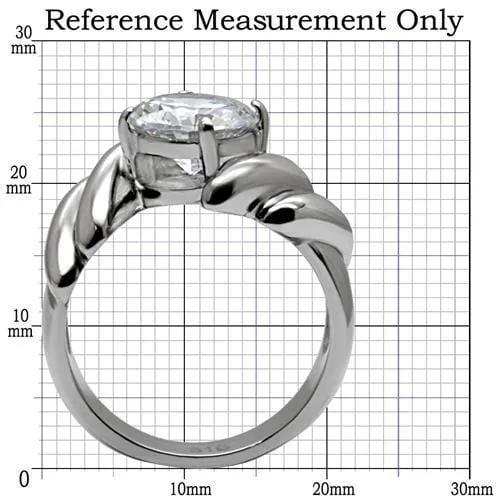 TK060 - High polished (no plating) Stainless Steel Ring with AAA Grade CZ in Clear - Alamode - Flyclothing LLC