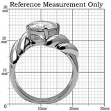 TK060 - High polished (no plating) Stainless Steel Ring with AAA Grade CZ  in Clear - Alamode