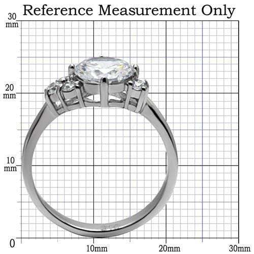 TK062 - High polished (no plating) Stainless Steel Ring with AAA Grade CZ in Clear - Alamode - Flyclothing LLC