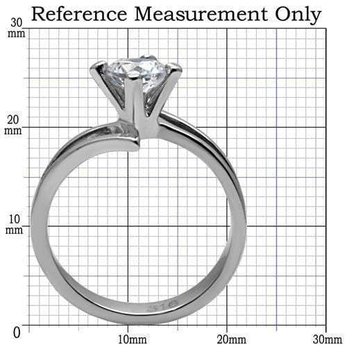 TK063 - High polished (no plating) Stainless Steel Ring with AAA Grade CZ in Clear - Alamode - Flyclothing LLC