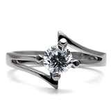 TK063 - High polished (no plating) Stainless Steel Ring with AAA Grade CZ  in Clear - Alamode