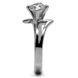 TK063 - High polished (no plating) Stainless Steel Ring with AAA Grade CZ in Clear - Alamode - Flyclothing LLC