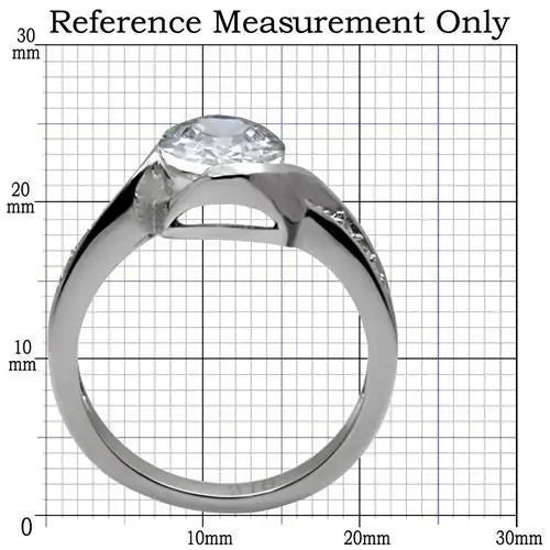 TK064 - High polished (no plating) Stainless Steel Ring with AAA Grade CZ in Clear - Alamode - Flyclothing LLC