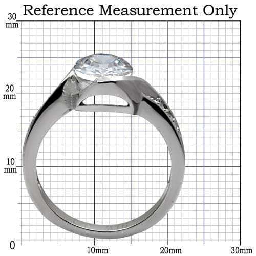 TK064 - High polished (no plating) Stainless Steel Ring with AAA Grade CZ in Clear - Alamode - Flyclothing LLC