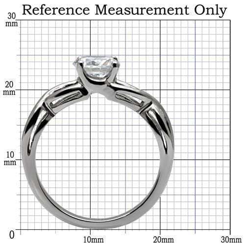 TK065 - High polished (no plating) Stainless Steel Ring with AAA Grade CZ in Clear - Alamode - Flyclothing LLC