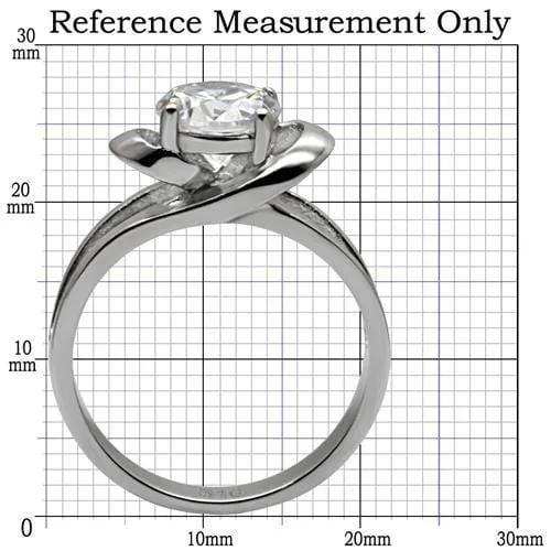 TK066 - High polished (no plating) Stainless Steel Ring with AAA Grade CZ in Clear - Alamode - Flyclothing LLC