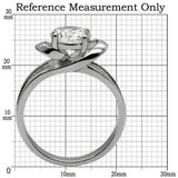 TK066 - High polished (no plating) Stainless Steel Ring with AAA Grade CZ  in Clear - Alamode