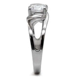 TK066 - High polished (no plating) Stainless Steel Ring with AAA Grade CZ in Clear - Alamode - Flyclothing LLC
